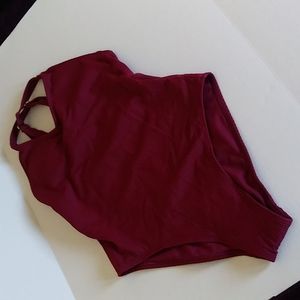 Xhilaration Scoop Back One Piece Swimsuit Burgundy Sz M Junior